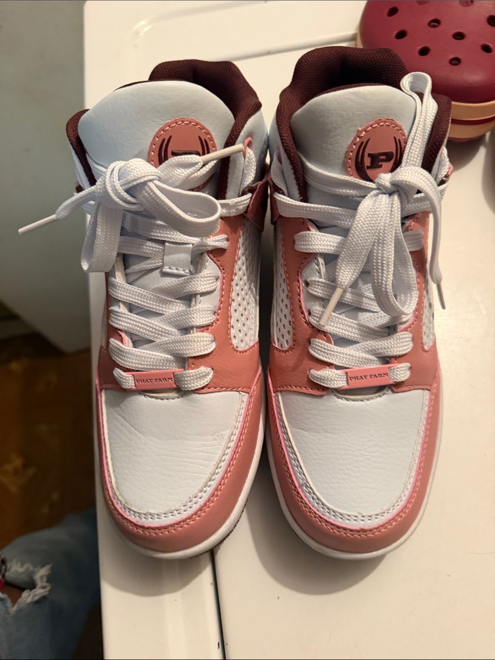 Phat Farm White and Pink Women's High-Top Sneakers